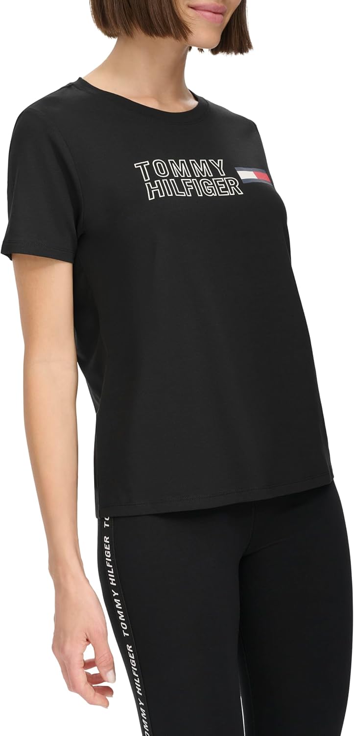 Женская футболка с графическим логотипом Tommy Hilfiger, Black — фото 3