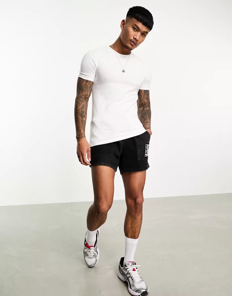 Комплект облегающих футболок с круглым вырезом ASOS (2 черно-белых цвета) — фото 4
