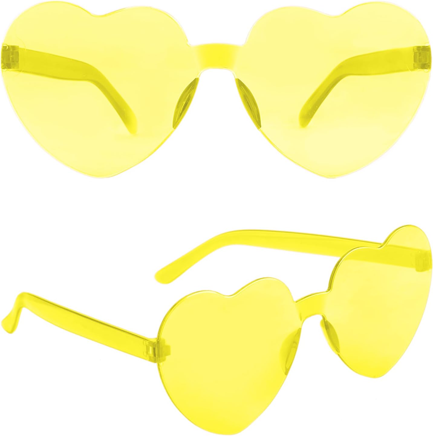 

Солнцезащитные очки в форме сердца, набор из 2 желтых солнцезащитных очков в форме сердца для женщин, солнцезащитные очки в форме сердца для девичника или дня рождения QEYMN, 2 Yellow