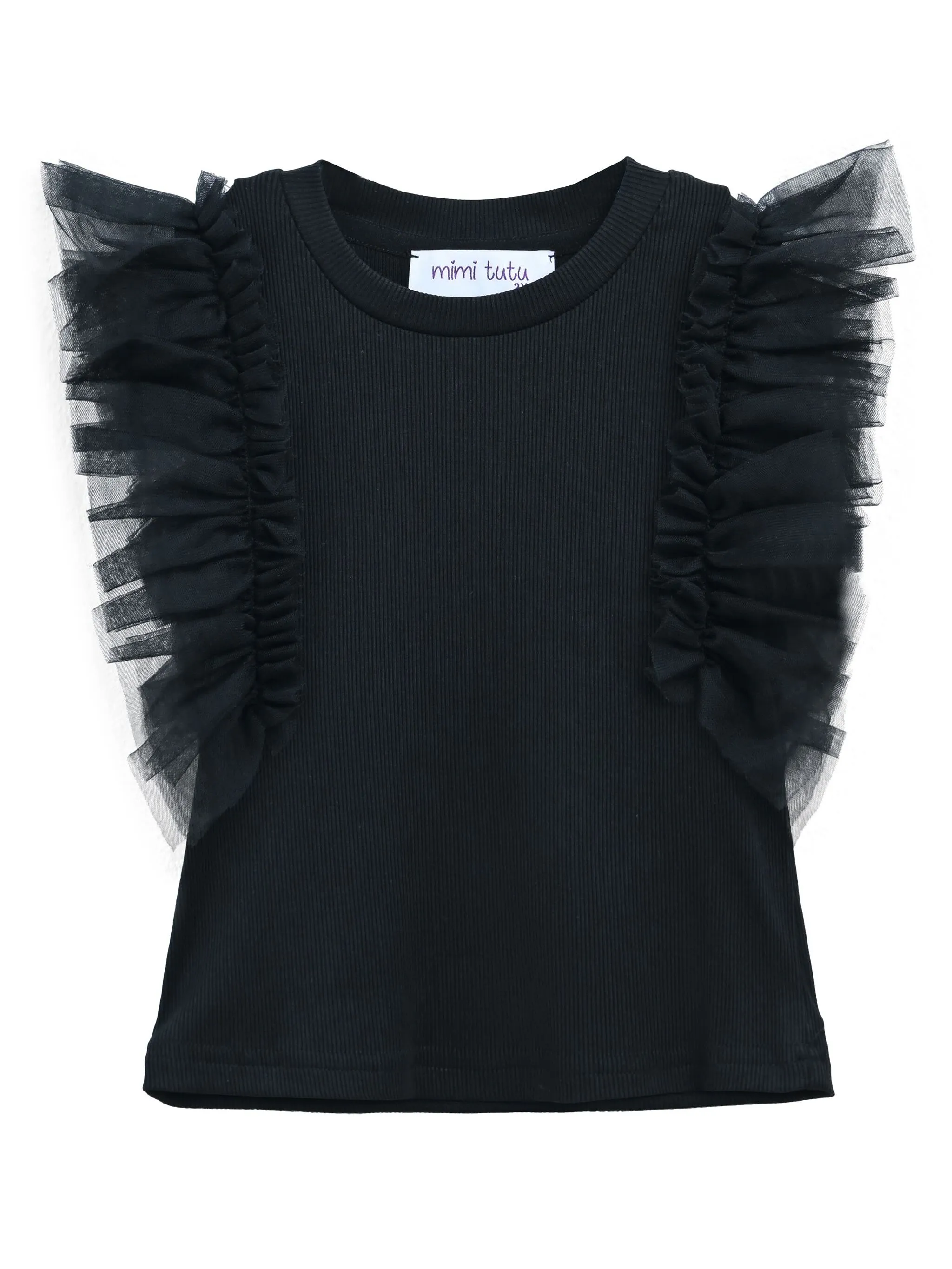 

Футболка с рукавами из тюля Mimi Tutu, черный