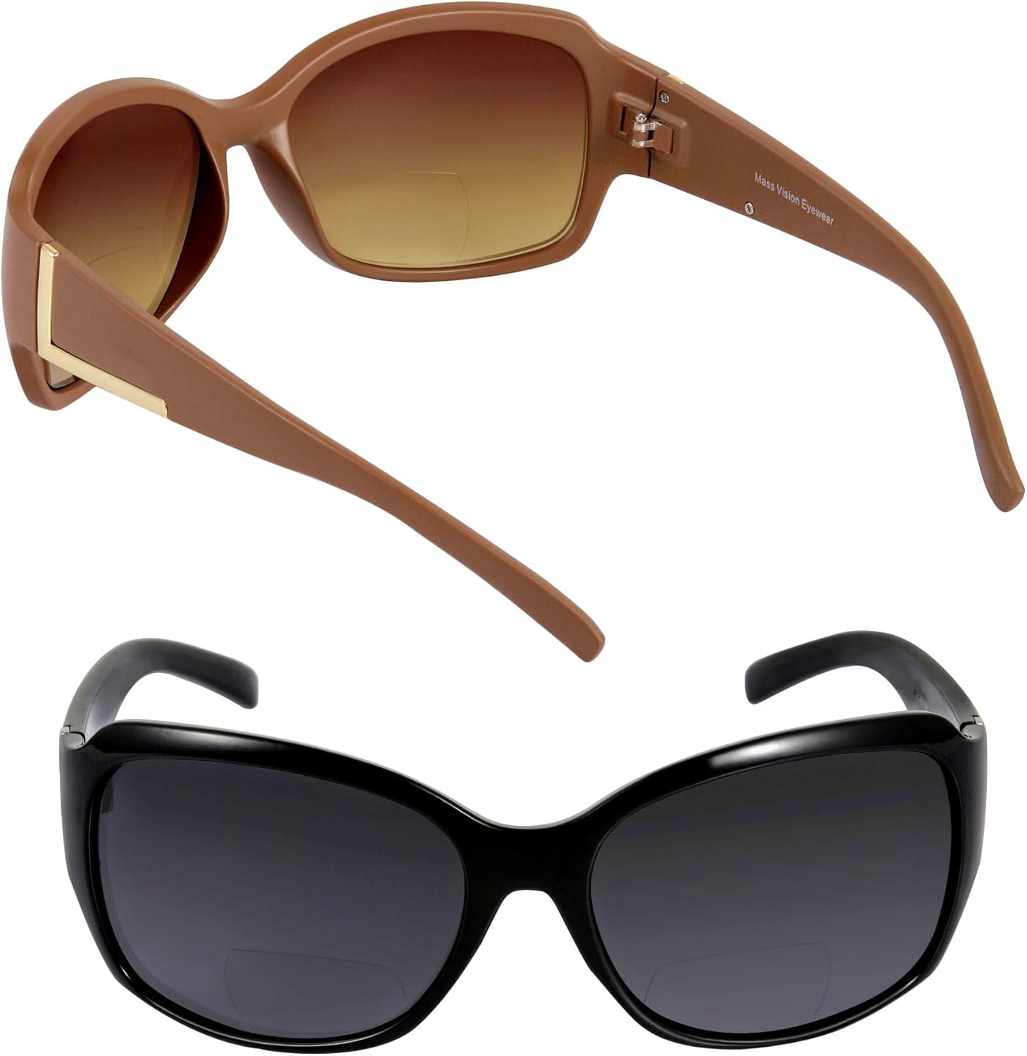 

Солнцезащитные очки Mass Vision с бифокальными линзами 'The Fashionista' — дизайнерские женские очки для чтения на открытом воздухе с защитой от УФ-излучения UV400 (2 шт.), Black/Brown