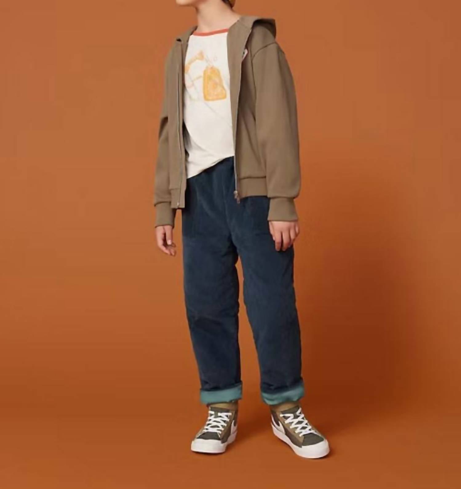 

Брюки-кокон для мальчиков из вельвета в цвете navy The Sunday Collective