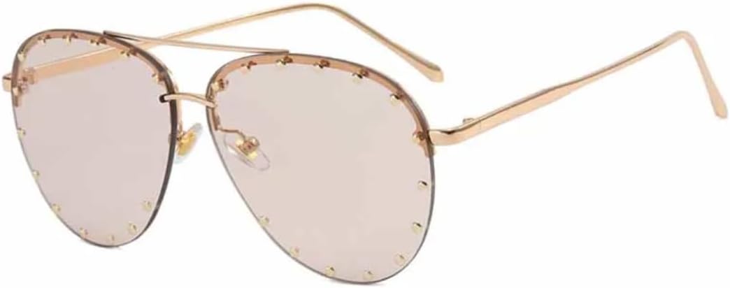 

Женские солнцезащитные очки с металлическими заклепками, роскошные очки, стильные солнцезащитные очки для женщин с защитой от УФ-излучения UV400 VVTWSSW, Gold Champagne
