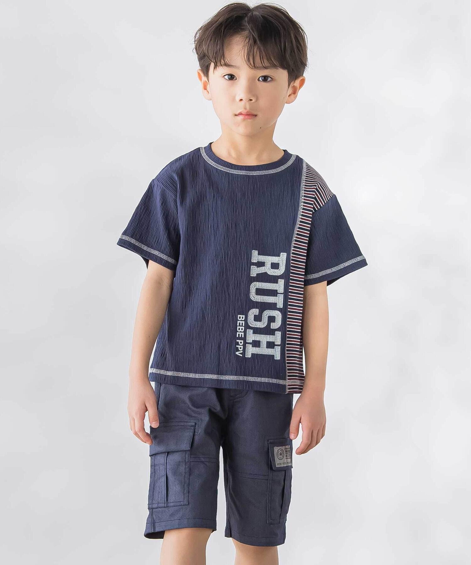 Футболка с коротким рукавом из комбинированных материалов (95-160 см) BeBe Petits Pois Vert, Navy — фото 2