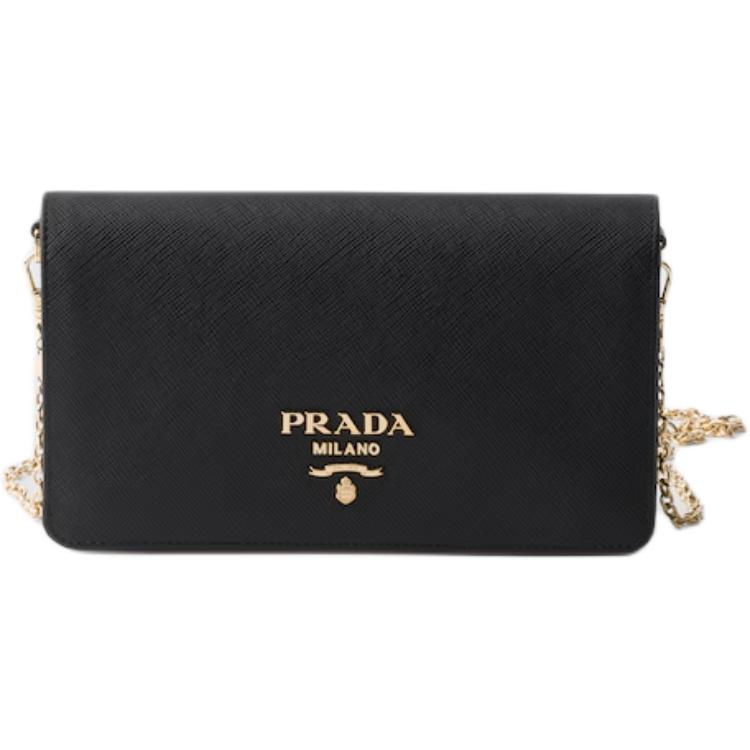 

PRADA Миниатюрная женская наплечная сумка из коровьей кожи черного цвета