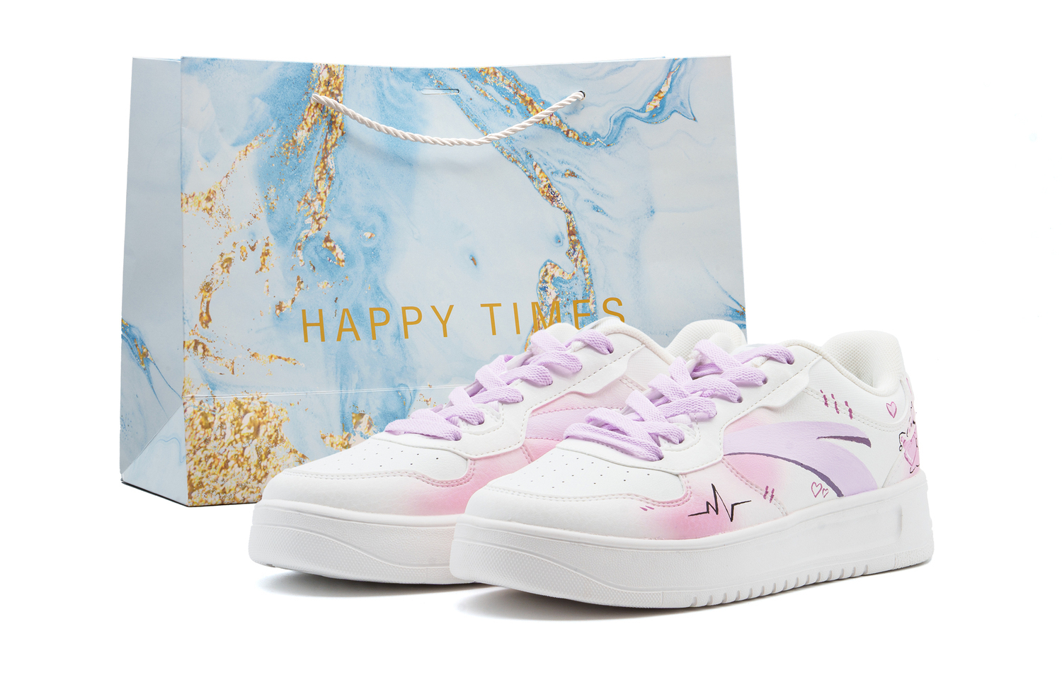 

ANTA Легкие кроссовки для скейтбординга Unisex из синтетической кожи и текстиля с амортизирующей подкладкой, противоскользящей подошвой и низким верхом, розовые, в шоппере