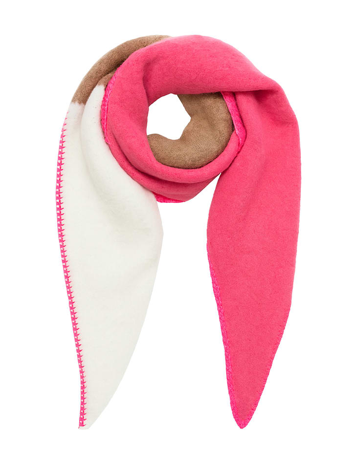 

Современный теплый шарф в стиле колорблок бежевого цвета Faera