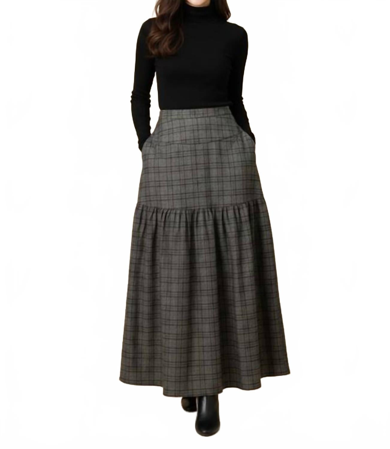 

Юбка макси из поливискозы серого цвета, многоцветная Kathie K, Grey Multi