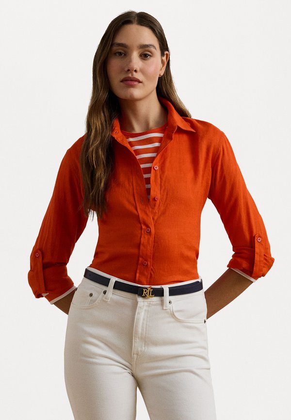 

Рубашка из льна, блузка на пуговицах Lauren Ralph Lauren, оранжевый