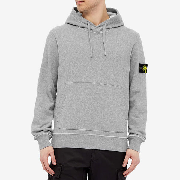 Толстовка garment dyed popover hoodie 'grey marl' Stone Island, серый — фото 3