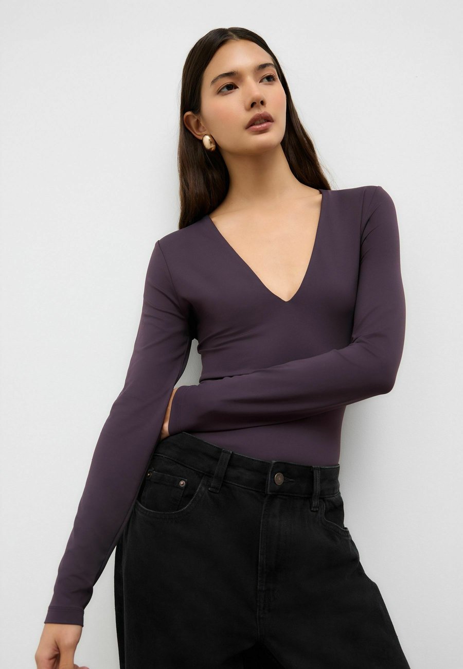 Топ Next V-NECK LONG SLEEVE , Plum Purple/Purple — фото 2