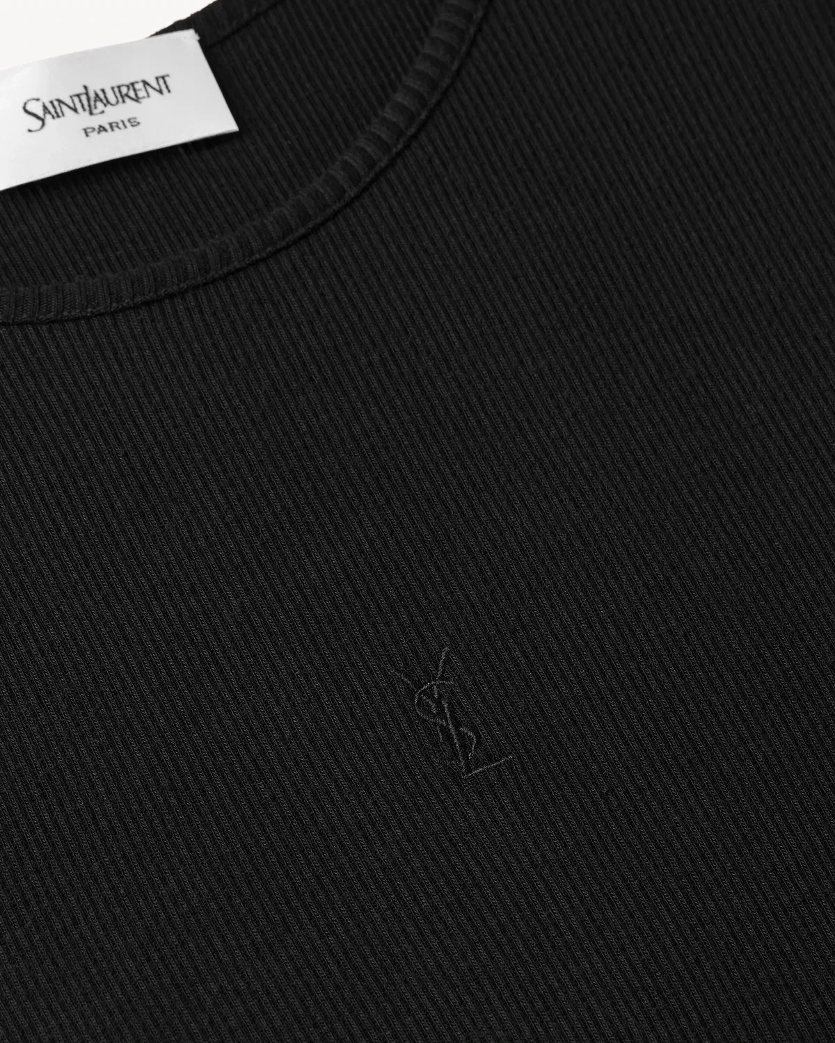 Платье-майка CASSANDRE из хлопкового трикотажа в рубчик SAINT LAURENT, черный — фото 4