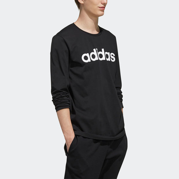 Футболка neo m ce lnr ls logo printing round neck long sleeves black Adidas, черный — фото 4