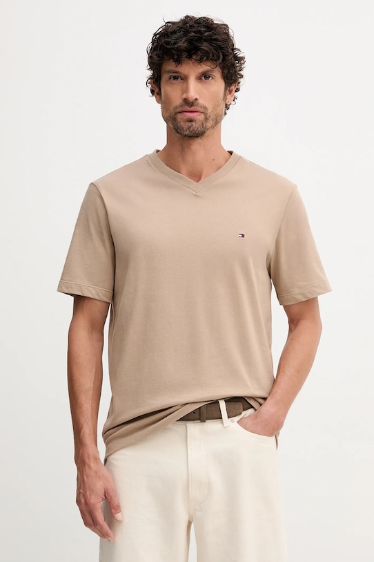 

Хлопковая футболка Tommy Hilfiger, бежевый