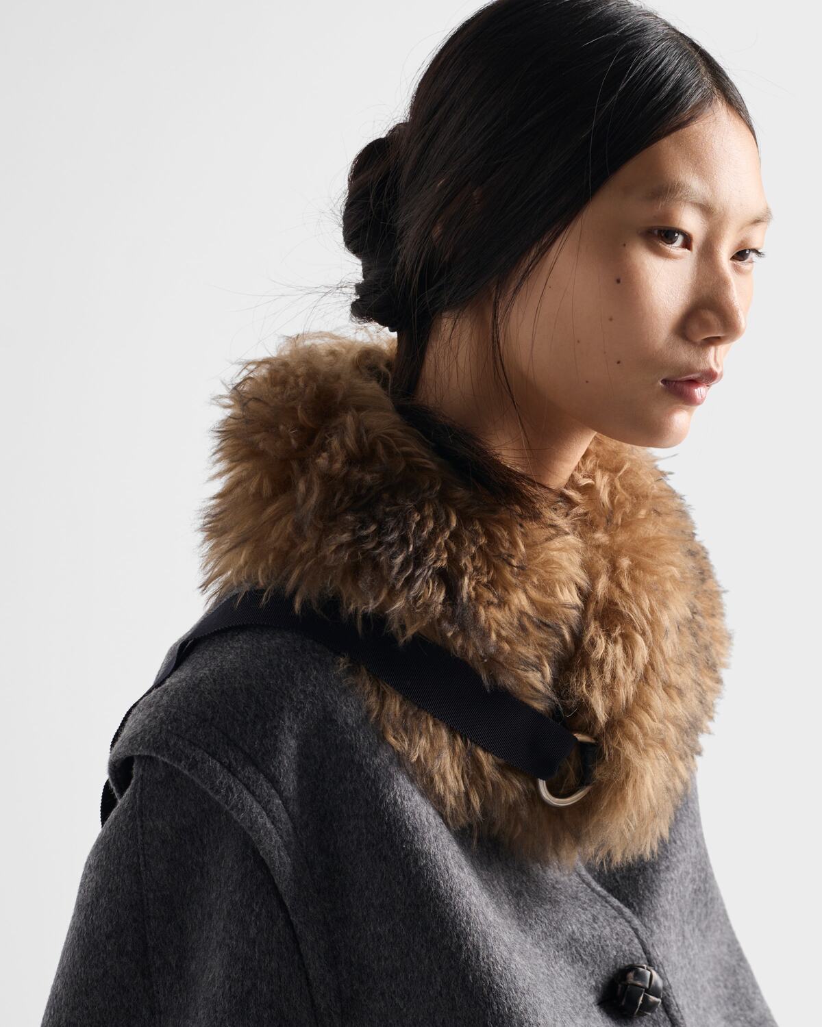 Однобортное пальто из двойного лоденского сукна Prada, грифельно-серый — фото 3