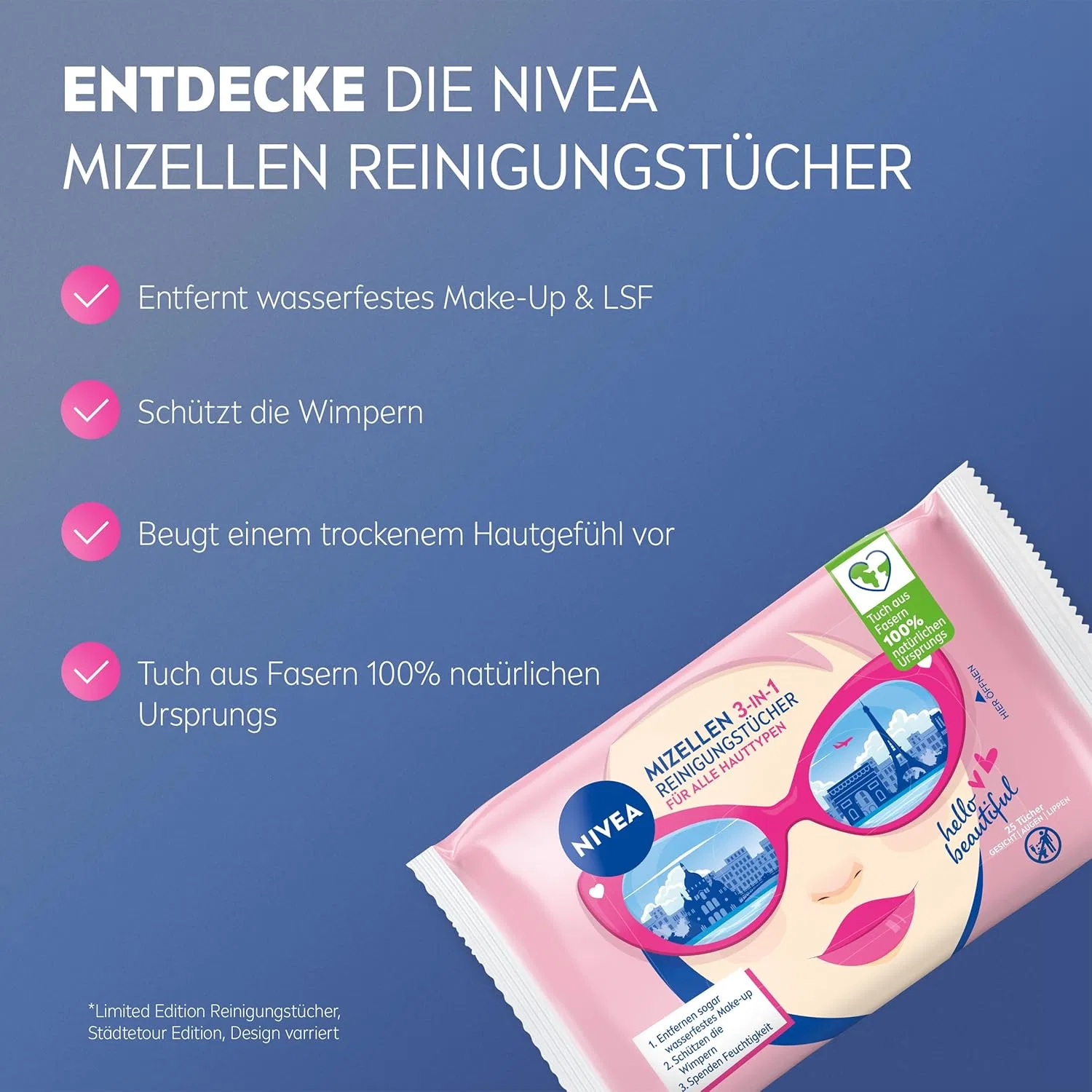 Мицеллярная вода Beiersdorf — Мицеллярные очищающие салфетки -в-1 с провитамином B5 от Nivea — фото 3