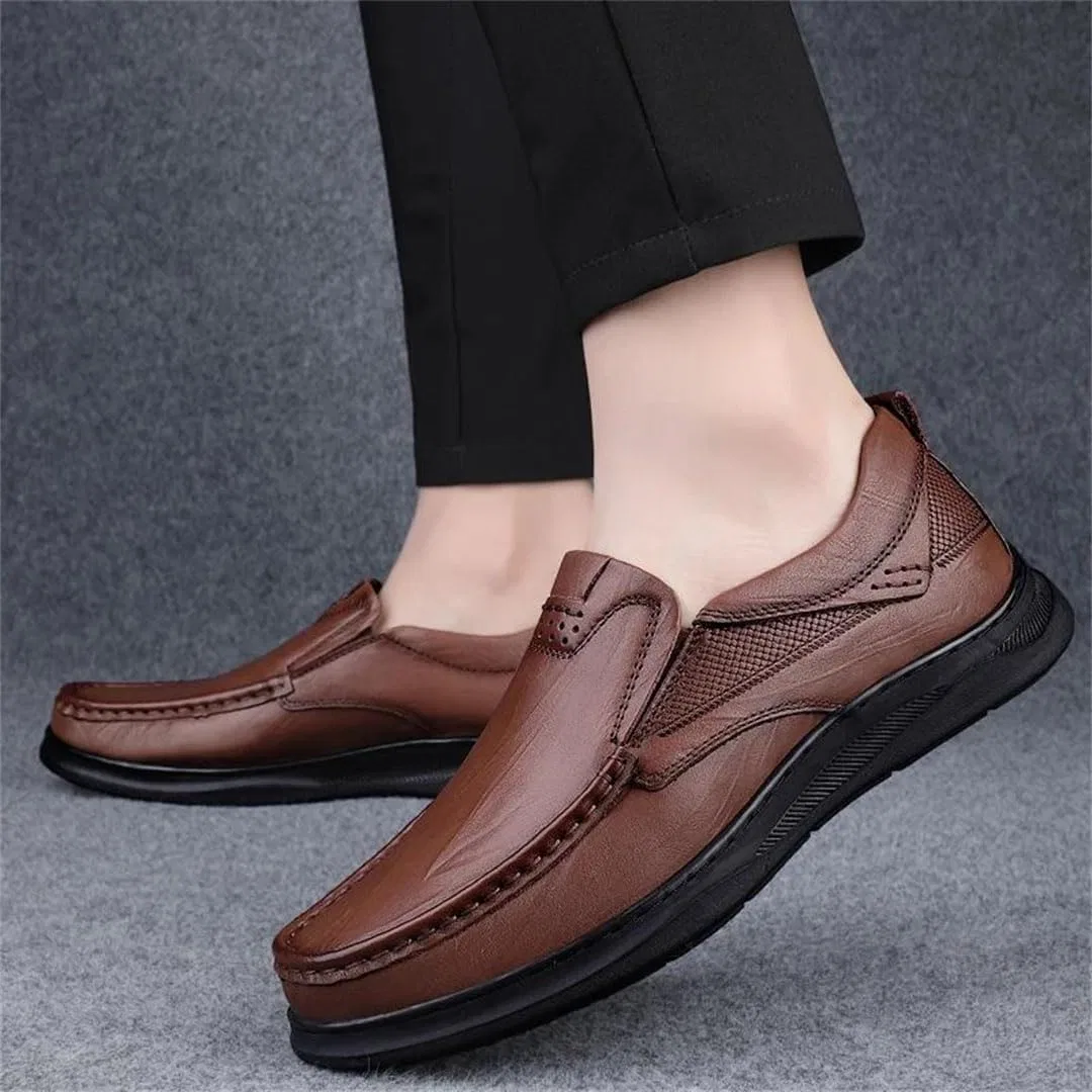 Лоферы кожаные Loafers Slip-On Flats Black — фото 2