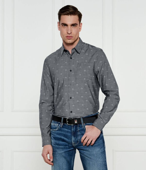 

Рубашка Guess Jeans Slim Fit, серый