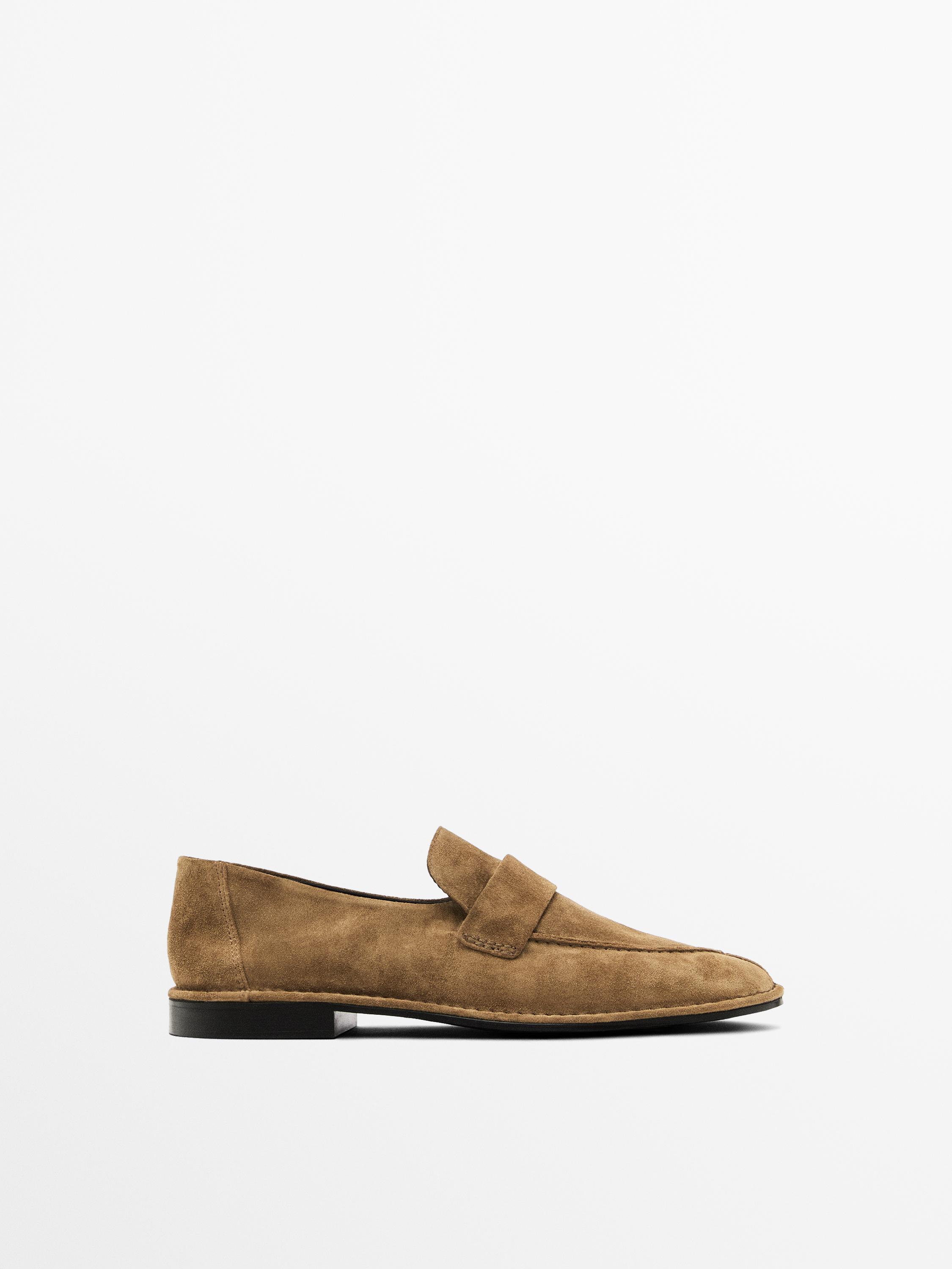 Мягкие замшевые мокасины Massimo Dutti, коричневый