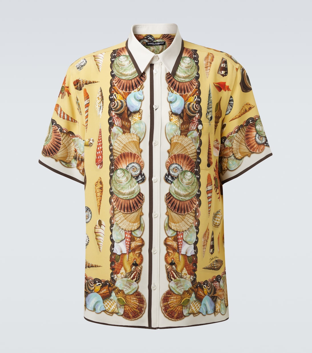 

Шелковая рубашка из крепдешина Dolce&Gabbana, Conchiglie F. Giallo