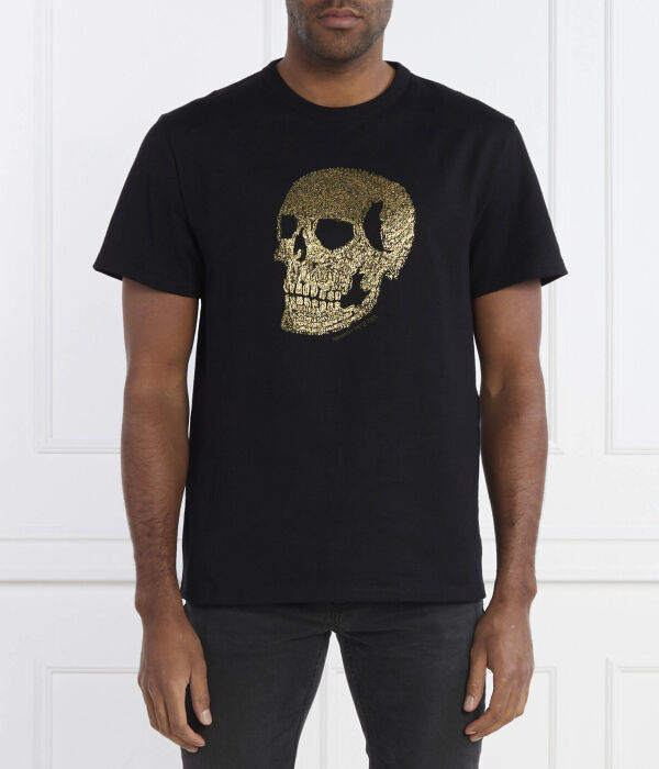 

Футболка Alexander Mcqueen с принтом черепа, черный / золотой
