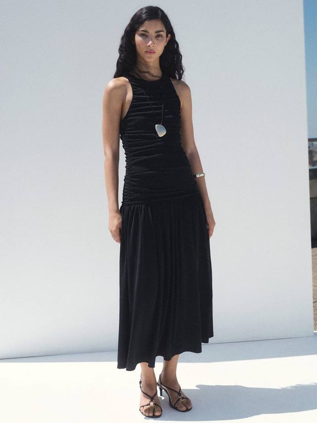 

Платье миди Corina с защипами Mango, Black