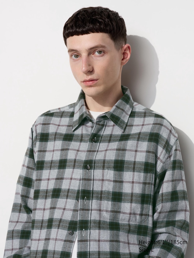 

Фланелевая рубашка клетчатая Uniqlo, цвет 03 серый