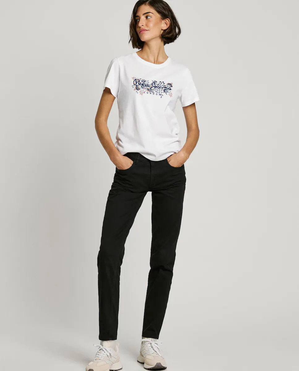 

Женские брюки прямого кроя с пятью карманами средней посадки Pepe Jeans, черный