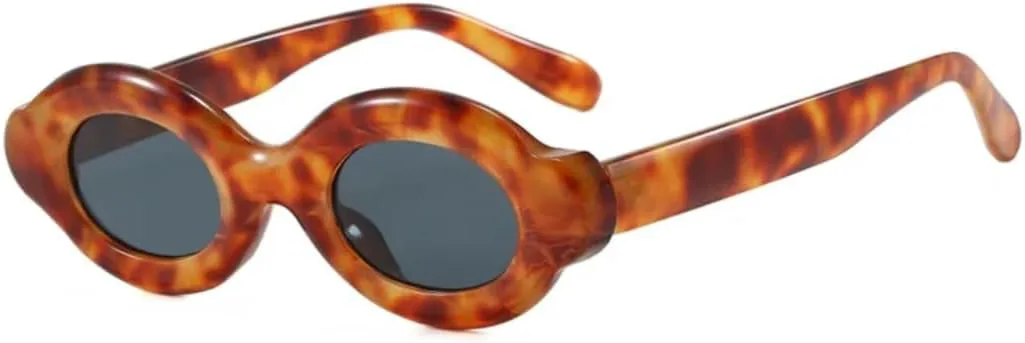 

Ретро-солнцезащитные очки овальной формы для женщин, персонализированные, универсальные, модные, для мужчин, защита от УФ-излучения UV400 UATXTAU, Leopard