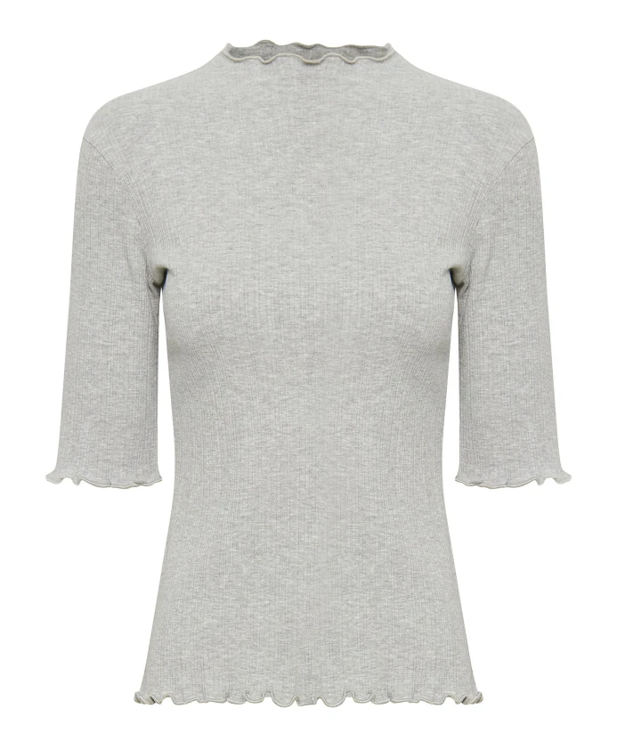 

Футболка с опалово-серым меланжевым принтом и оборками Karen By Simonsen, серый