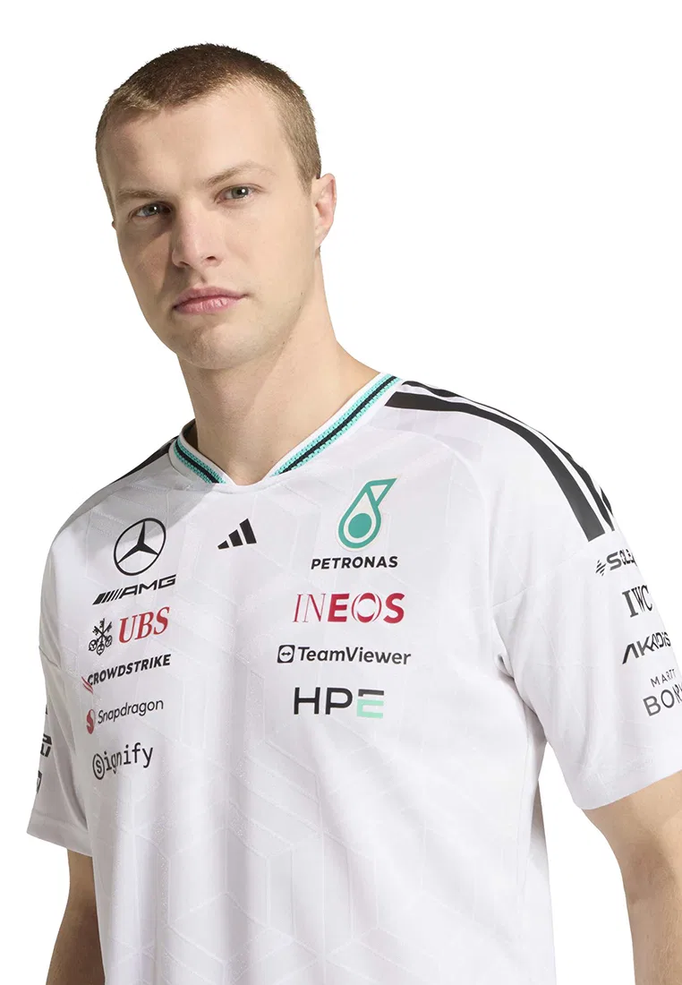 Футболка с коротким рукавом, Mercedes-AMG Petronas Formula 1 Team, Driver Authentic Jersey Top Adidas, белый — фото 3