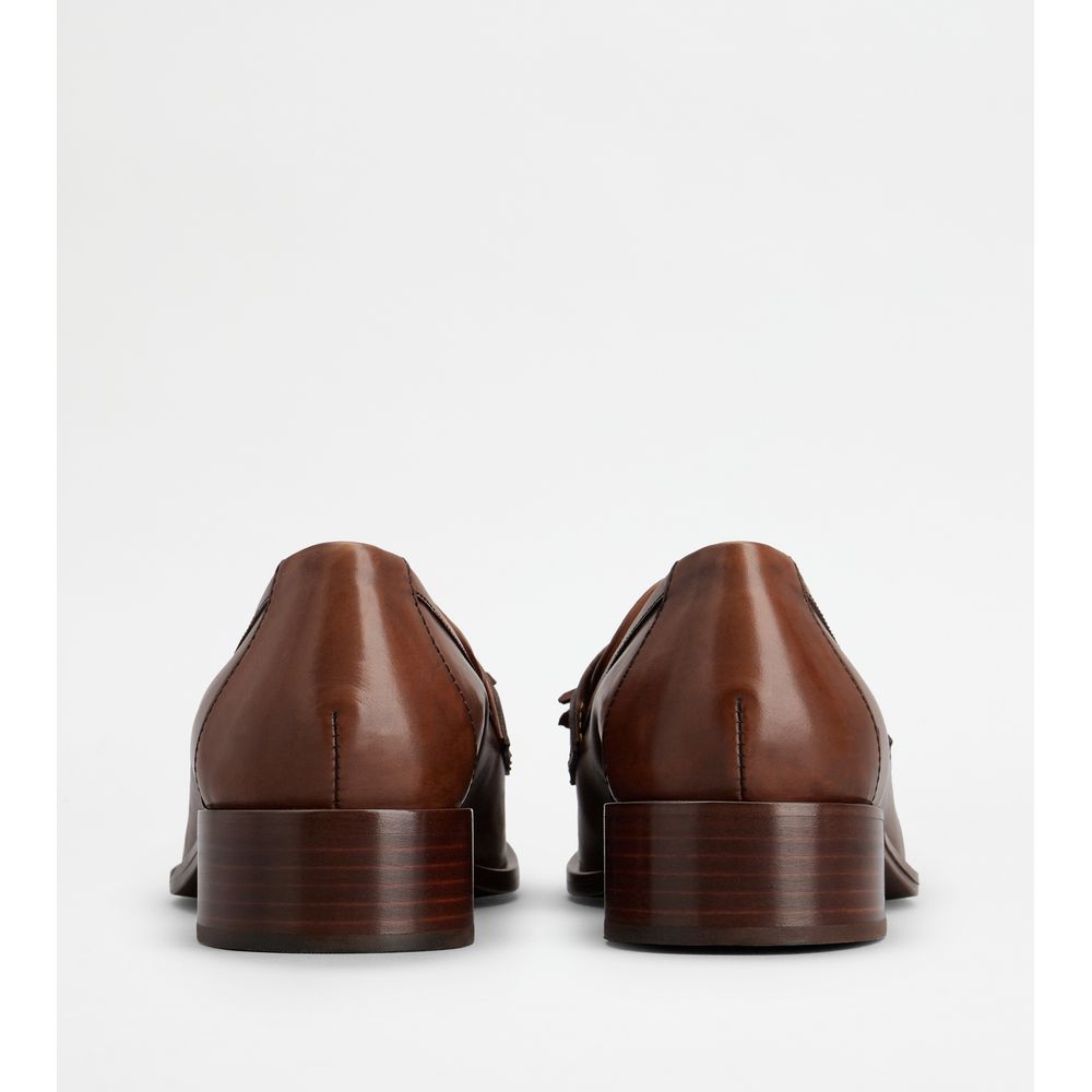 Кожаные лоферы с кисточками TOD's, коричневый — фото 3