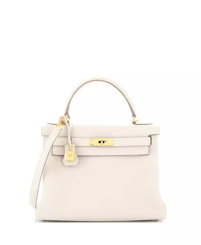 

Сумочка Kelly 28 Light Clemence с золотой фурнитурой Pre-Owned HERMÉS, белый