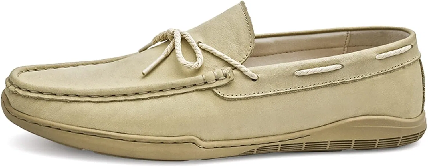 Лоферы мужские кожаные Loafers for Men Deck Shoes, бежевый PLGMAUYT — фото 3