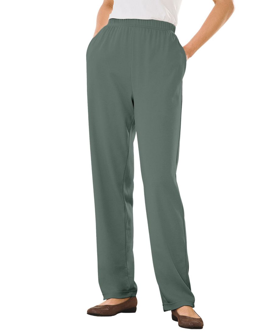 

Брюки прямого кроя из трикотажа больших размеров, которые можно надевать в течение 7 дней Woman Within, Pine