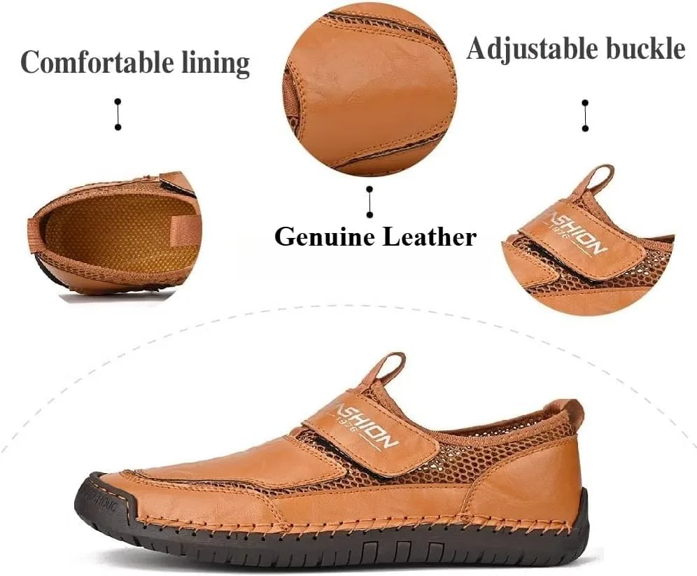 Мокасины кожаные Men's Genuine Leather Casual Loafers, желтый Zentavi — фото 4