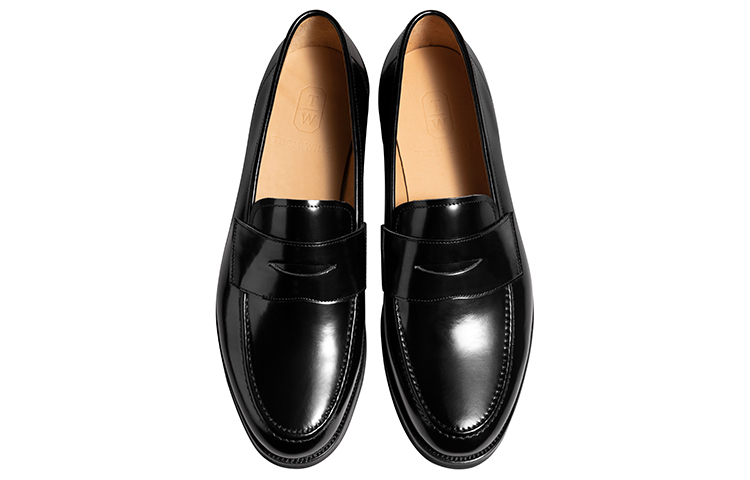 Британские деловые классические лакированные пенни-лоферы повседневные одиночные туфли мужские черные THOM WILLS, [Коробка] Черный — фото 3