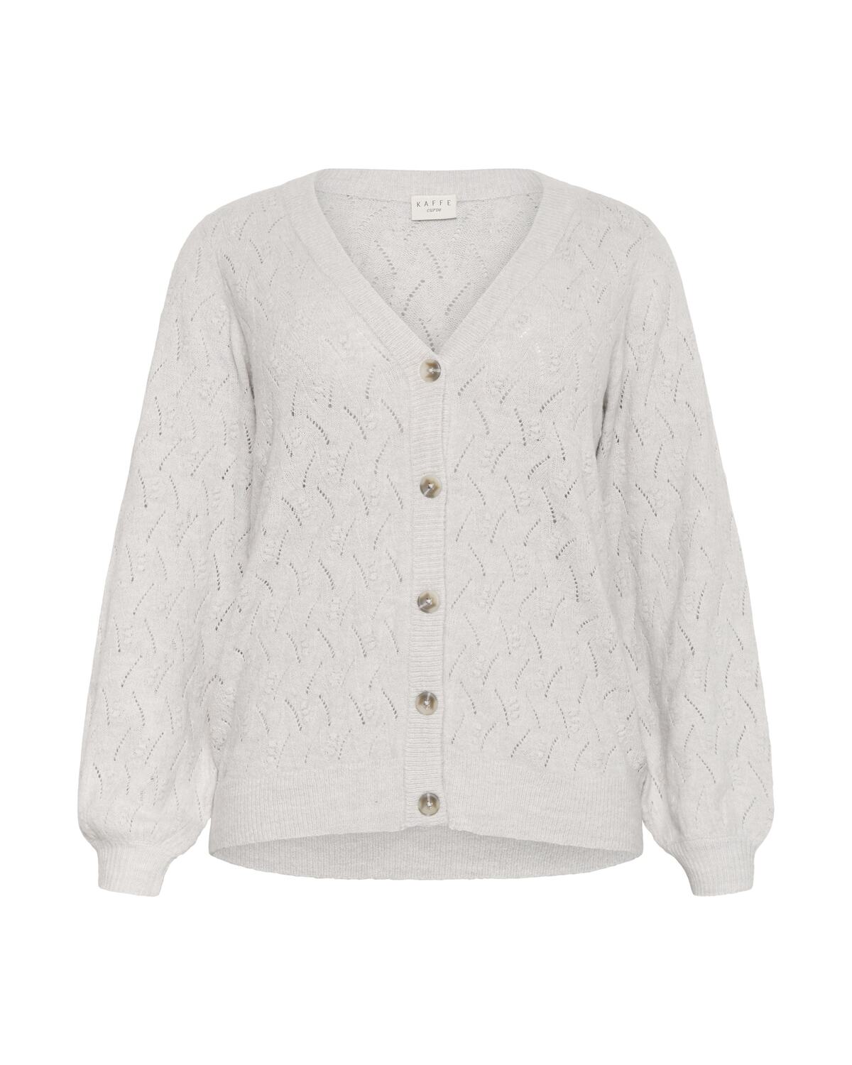 

KAFFE CURVE Вязаный кардиган 'Anita' в крапчатом сером цвете