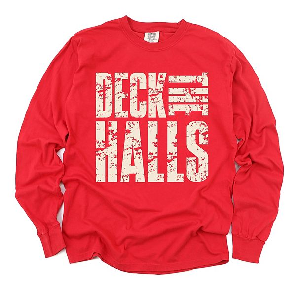 

Футболка с длинным рукавом и принтом Deck the halls block distressed Simply Sage Market, Red, Зеленый, Футболка с длинным рукавом и принтом Deck the halls block distressed Simply Sage Market, Red