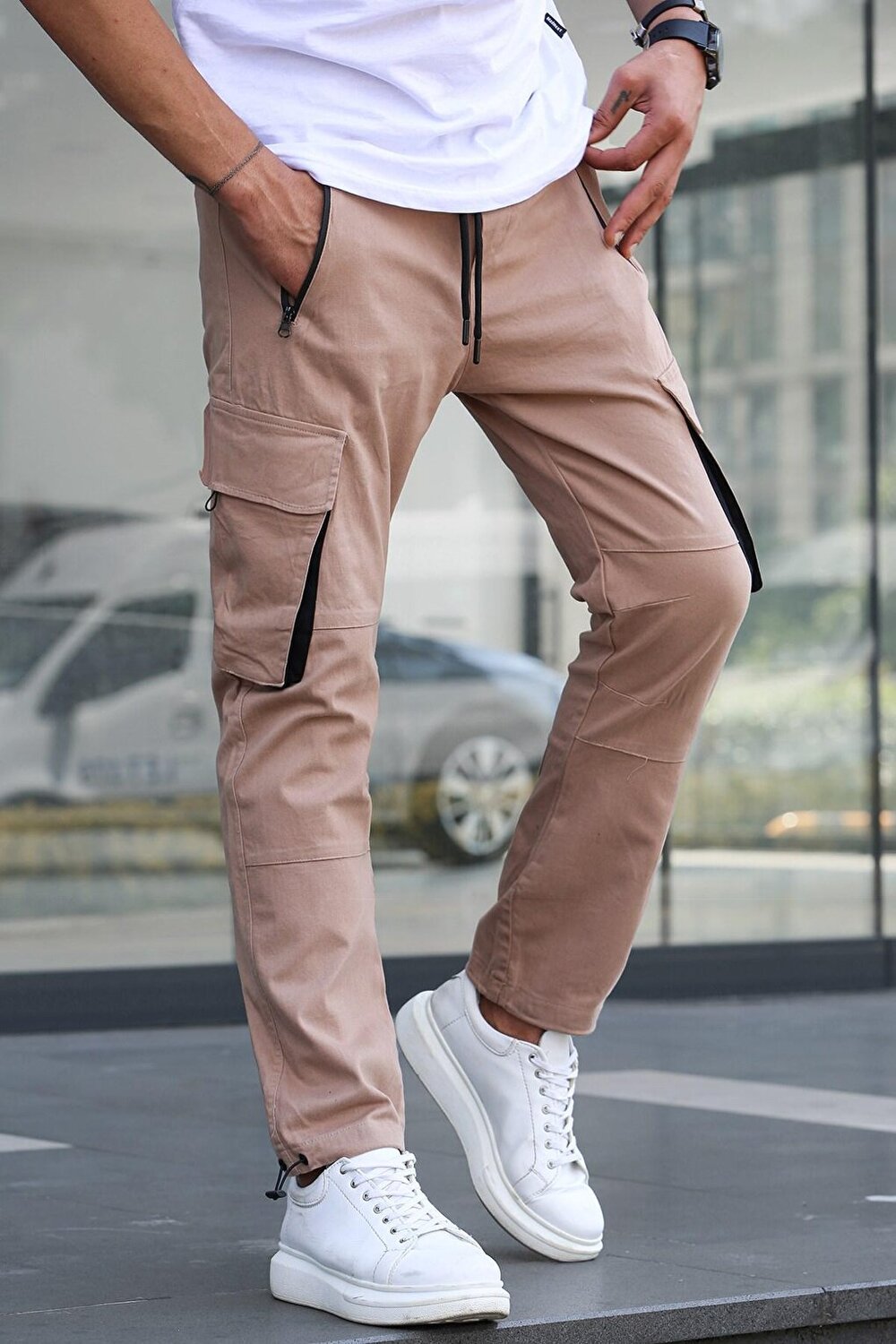 

Бежевые брюки Cargo Pocket Jogger 5791 MADMEXT, Бежевый, Бежевые брюки Cargo Pocket Jogger 5791 MADMEXT
