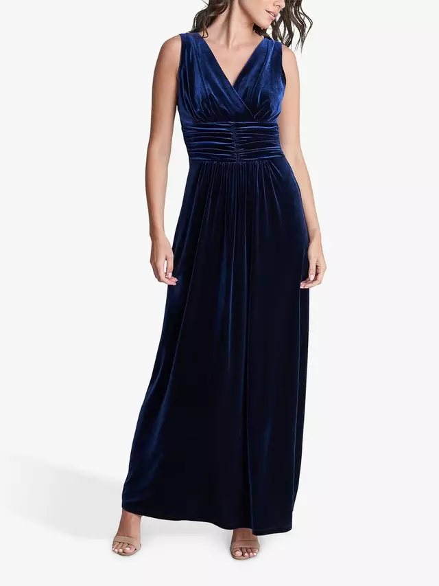 

Платье Gina Bacconi Patricia Sleeveless Velvet Maxi, темно-синий