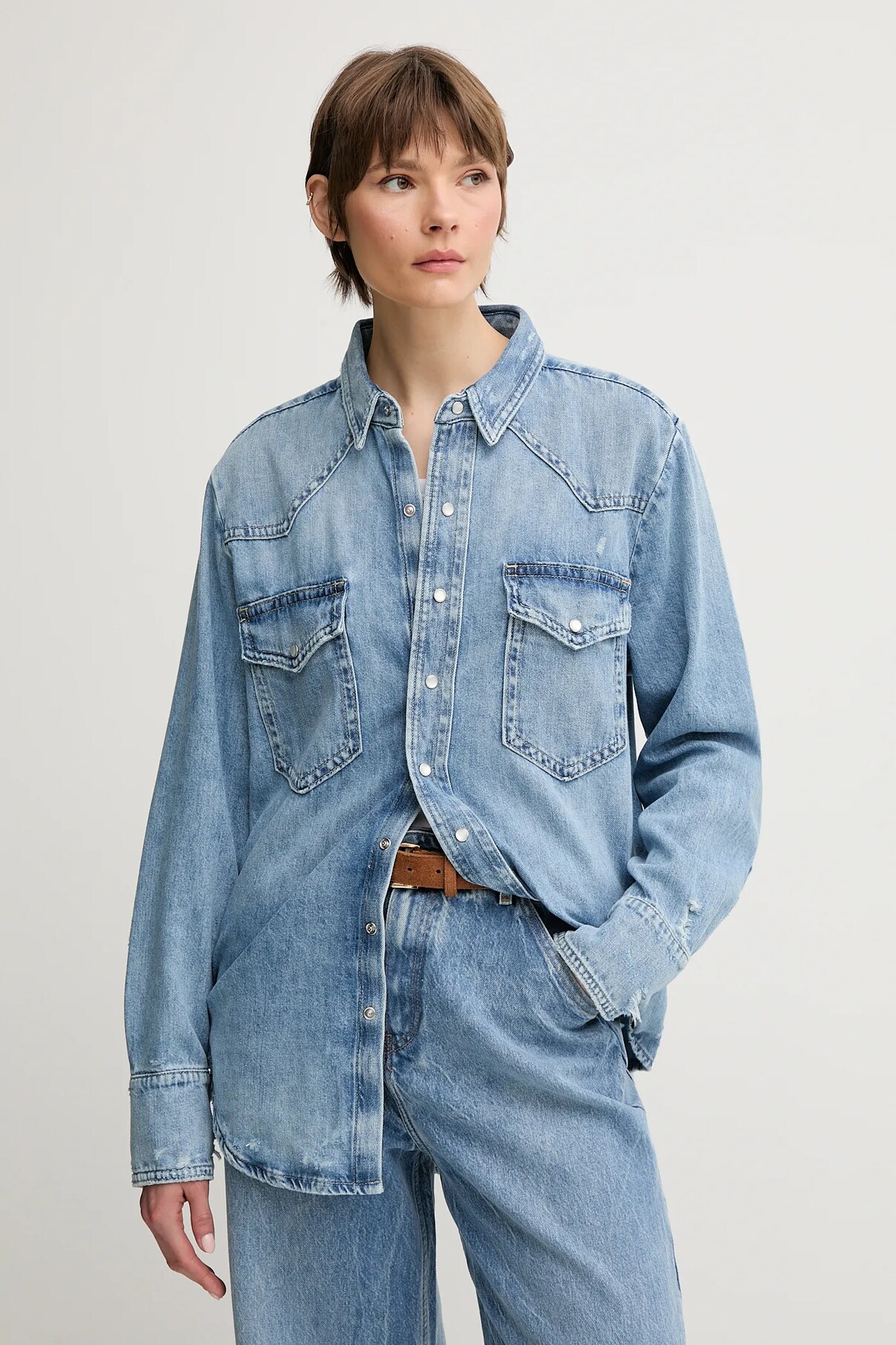 

Рубашка из хлопкового денима Polo Ralph Lauren, синий