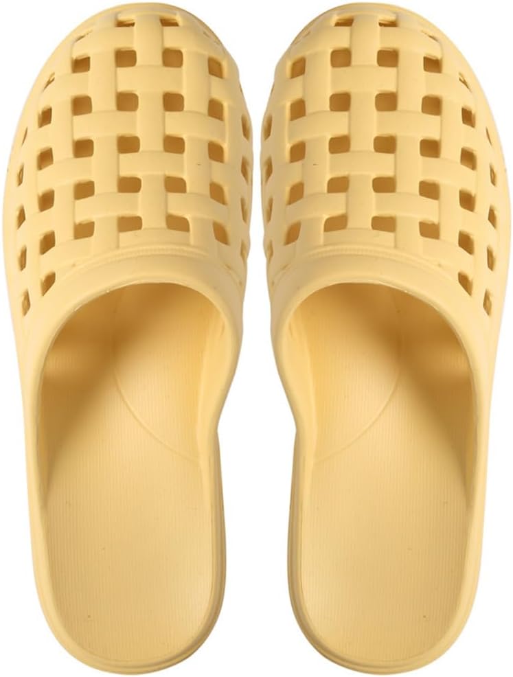 

Душевые шлепанцы с отверстиями для женщин и мужчин, пляжные сандалии, домашние тапочки, легкие слайд-сандалии, удобная нескользящая обувь для лета Hzxsny, желтый