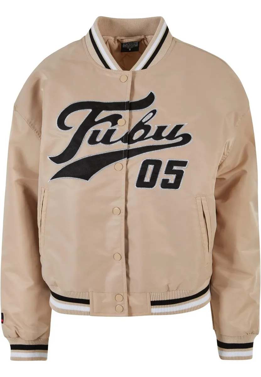 

Анорак Fubu " Fubu Women's FW231-016-3 FUBU Varsity Satin College Jacket" (1 шт.), без капюшона, цвет Sand/Black/White