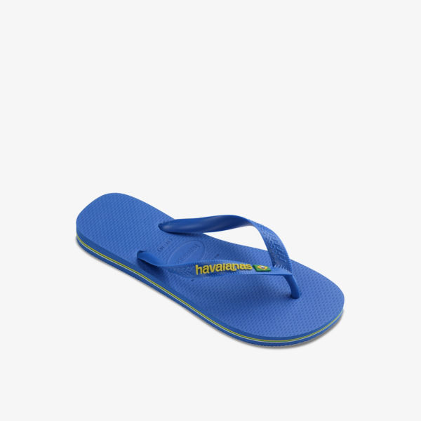 Резиновые шлепанцы с тисненым логотипом Brasil patria Havaianas, голубой — фото 3