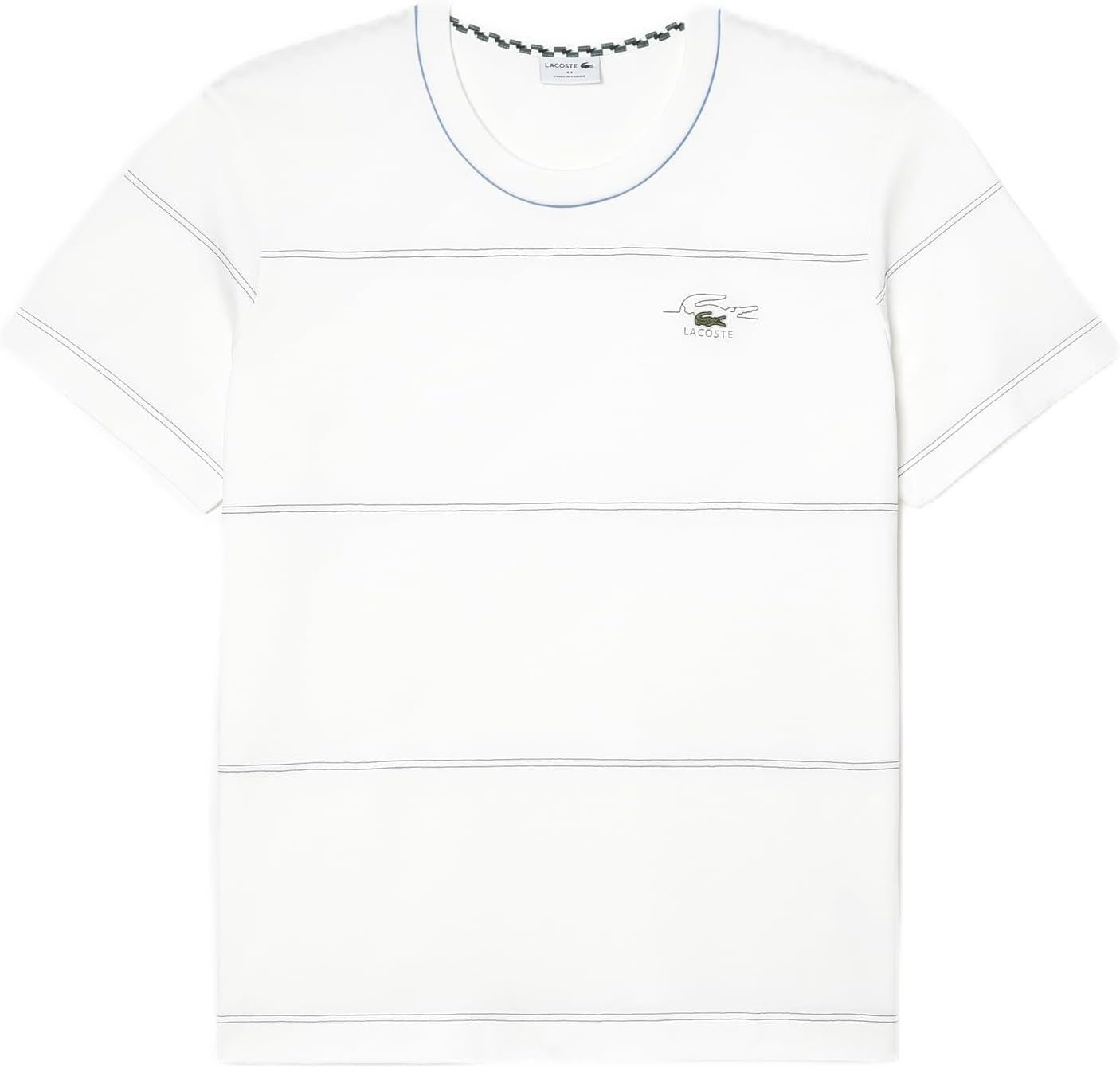 

Мужская футболка Lacoste с круглым вырезом, коротким рукавом, свободным кроем и полосками, Flour
