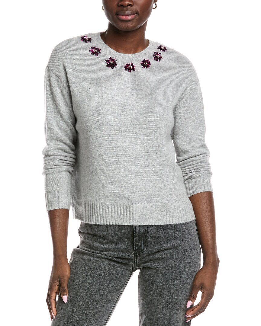 

Осенний кашемировый свитер с пайетками в виде цветов Autumn Cashmere, серый
