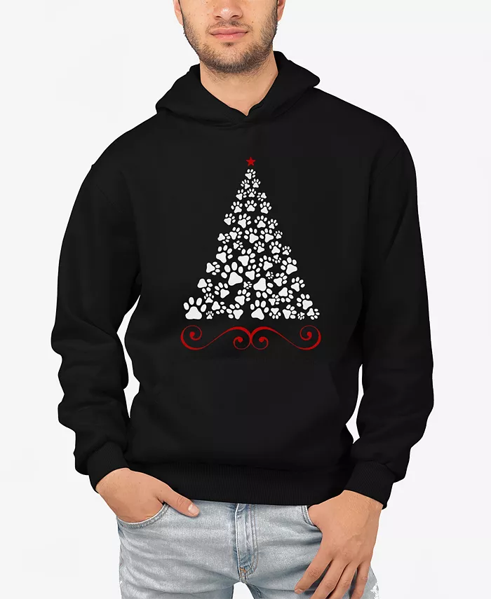 

Мужская толстовка с капюшоном Paw Christmas Tree Word Art LA Pop Art, черный