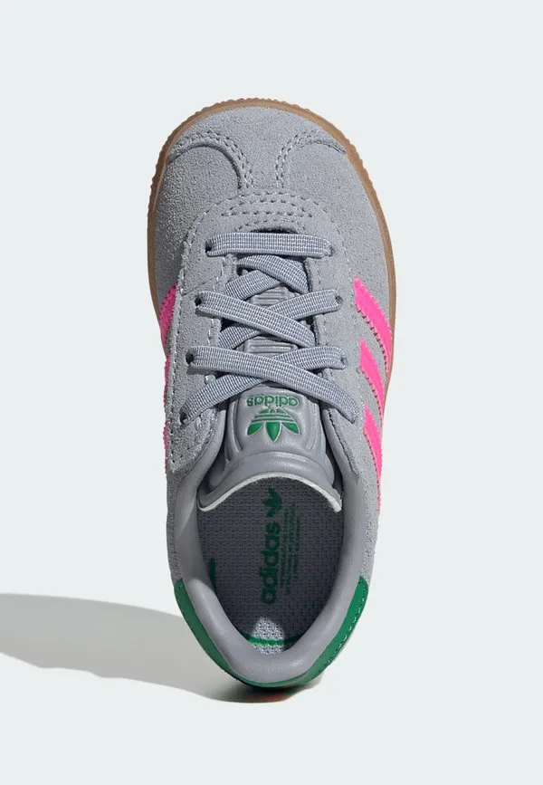 Детские туфли gazelle унисекс Adidas Originals, Halo Silver/Lucid Pink/Green — фото 3
