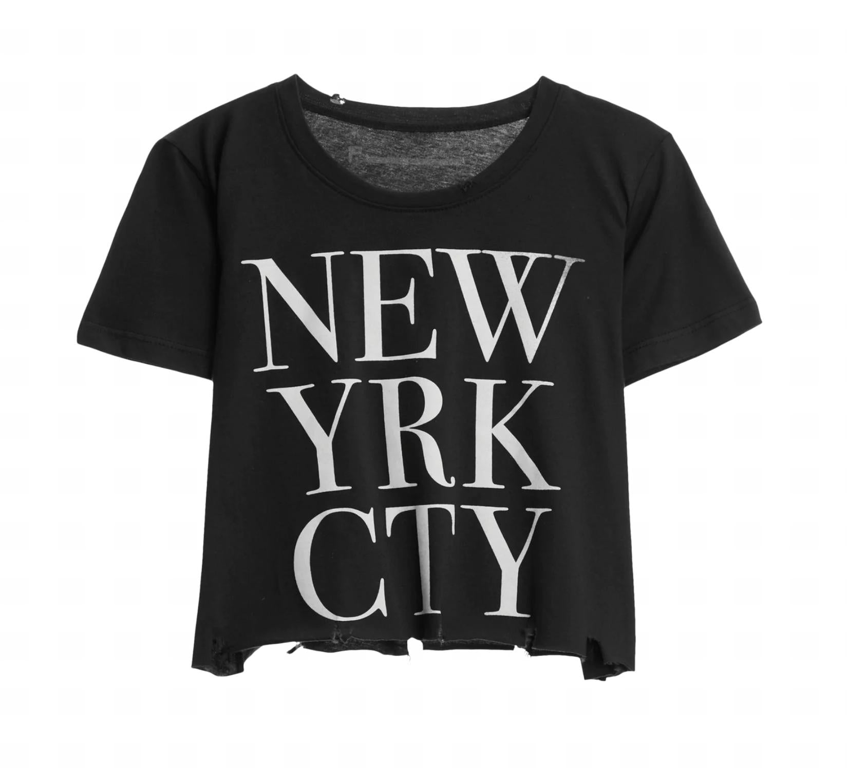 

Женская укороченная футболка NYC Block в черном цвете Prince Peter